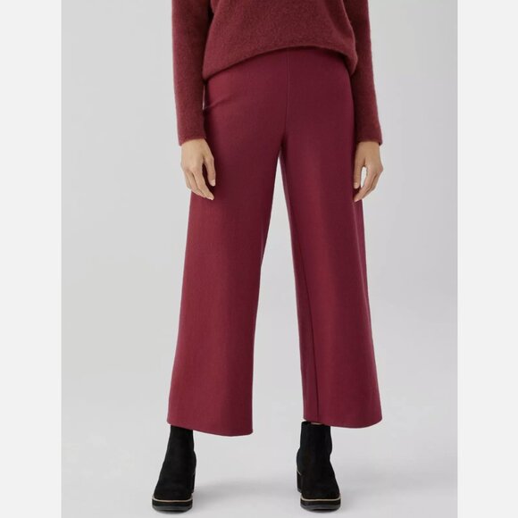 Eileen Fisher Berry Boiled Wool Jersey Wide-Leg Pant